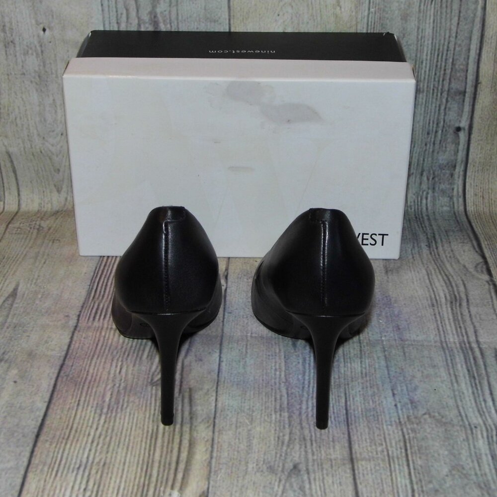 NINE WEST Etta Black Leather Heels Womens Size 7M - Picture 5 of 9